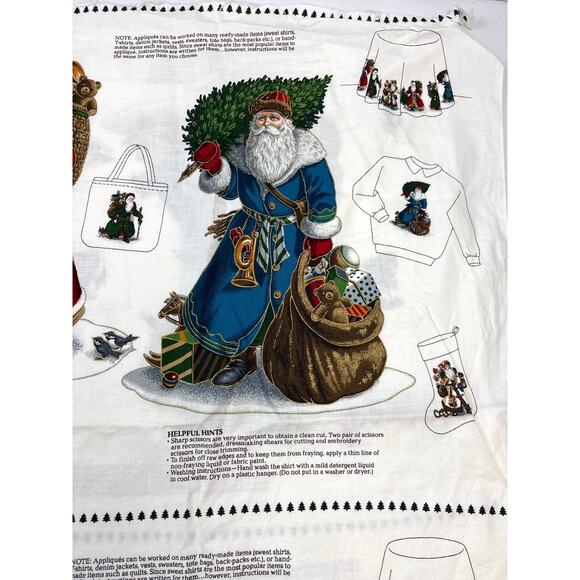 Cranston VIP "Olde Father Christmas" Appliqué Panels Set of Three Panels 1980s - Picture 6 of 6
